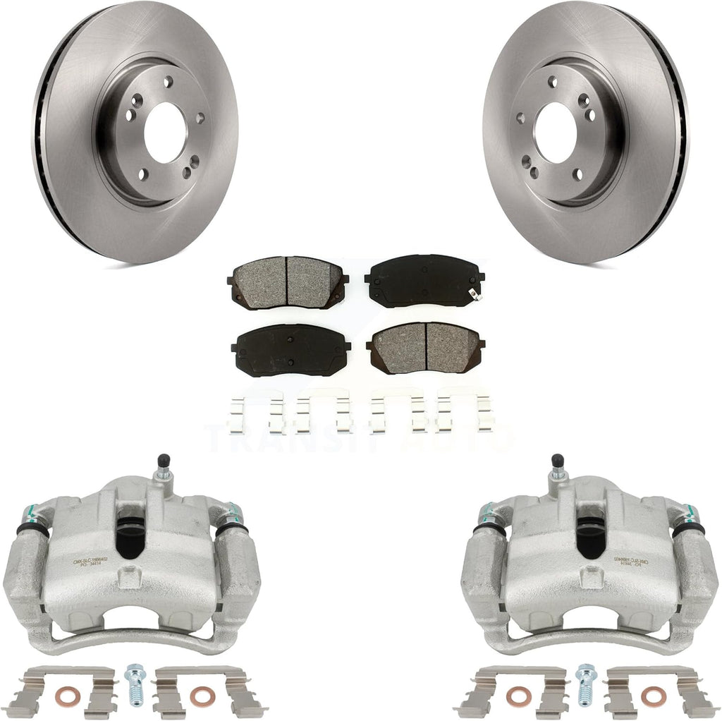 Front Disc Brake Caliper Rotors And Semi-Metallic Pads Kit Replacement For Hyundai Tucson Kia Sportage KC8-100107S