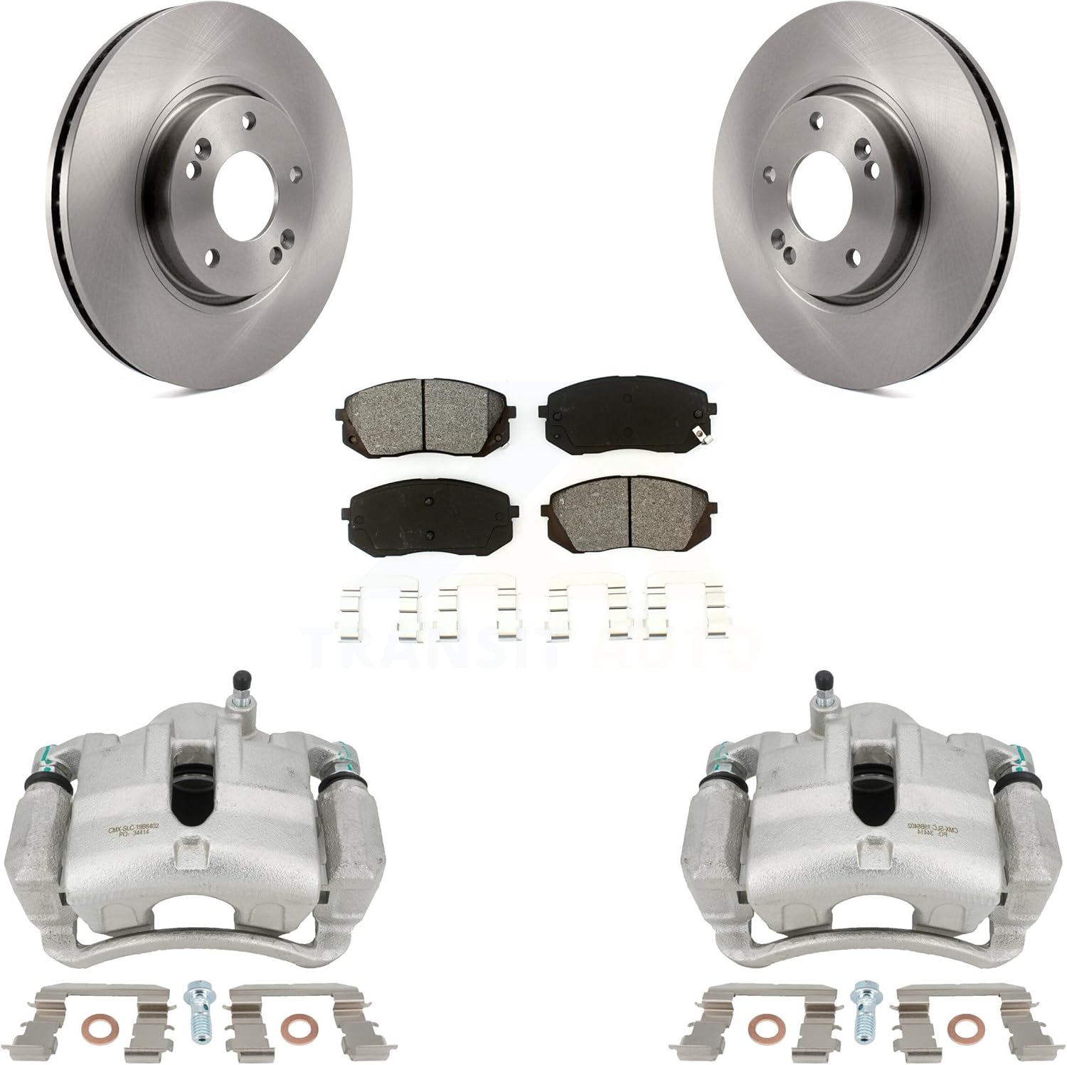 Front Disc Brake Caliper Rotors And Semi-Metallic Pads Kit Replacement For Hyundai Tucson Kia Sportage KC8-100107S