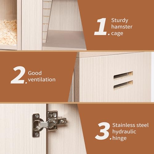 Wooden Hamster Cage with Storage Cabinet, Openable Top, Acrylic Windows F965917