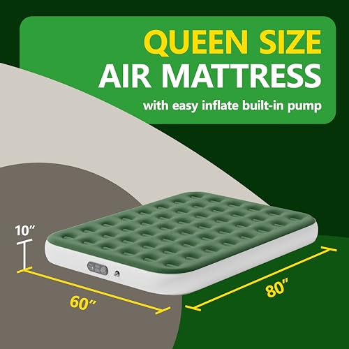 Inflatable Mattress Queen with Built-in Pump, 22" Gray A185464
