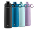 Pogo Active Vacuum Insulated Stainless Steel Water Bottle with Leak Proof Chug Lid and Silicone Carry Loop, Powdercoat, Poseidon, 26 oz