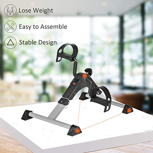 Under Desk Bike Pedal Exerciser for Arm Leg Fitness Folding Portable Home Cycle Y300