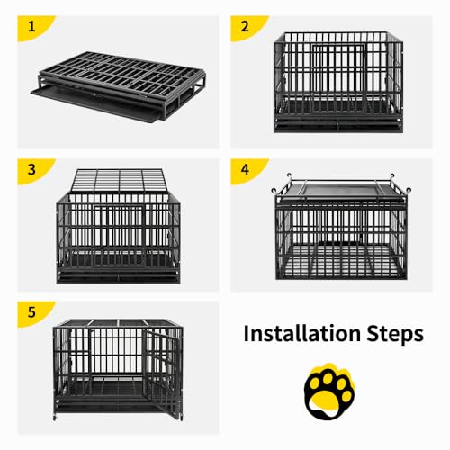 48 Inch Heavy Duty Dog Crate with Wheels and Removable Tray J85192