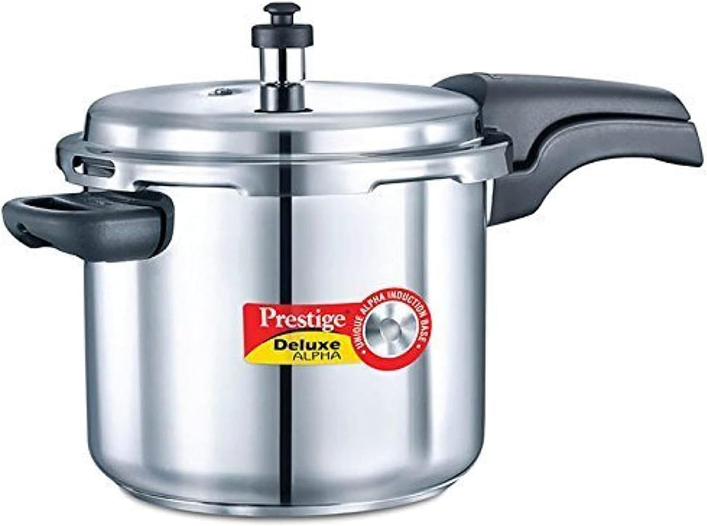 Prestige 5.5L Alpha Deluxe Induction Base Stainless Steel Pressure Cooker, 5.5-Liter, Silver, 1 Count