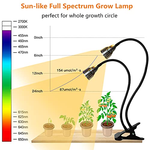 Grow Light for Indoor Plants, Gooseneck Clip-on Lamp with Timer C16392
