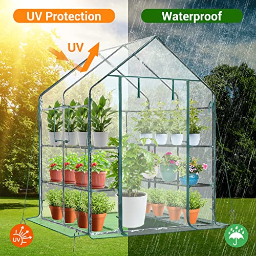 Portable Walk-in Greenhouse with Transparent PVC Cover, 12 Shelves W76383