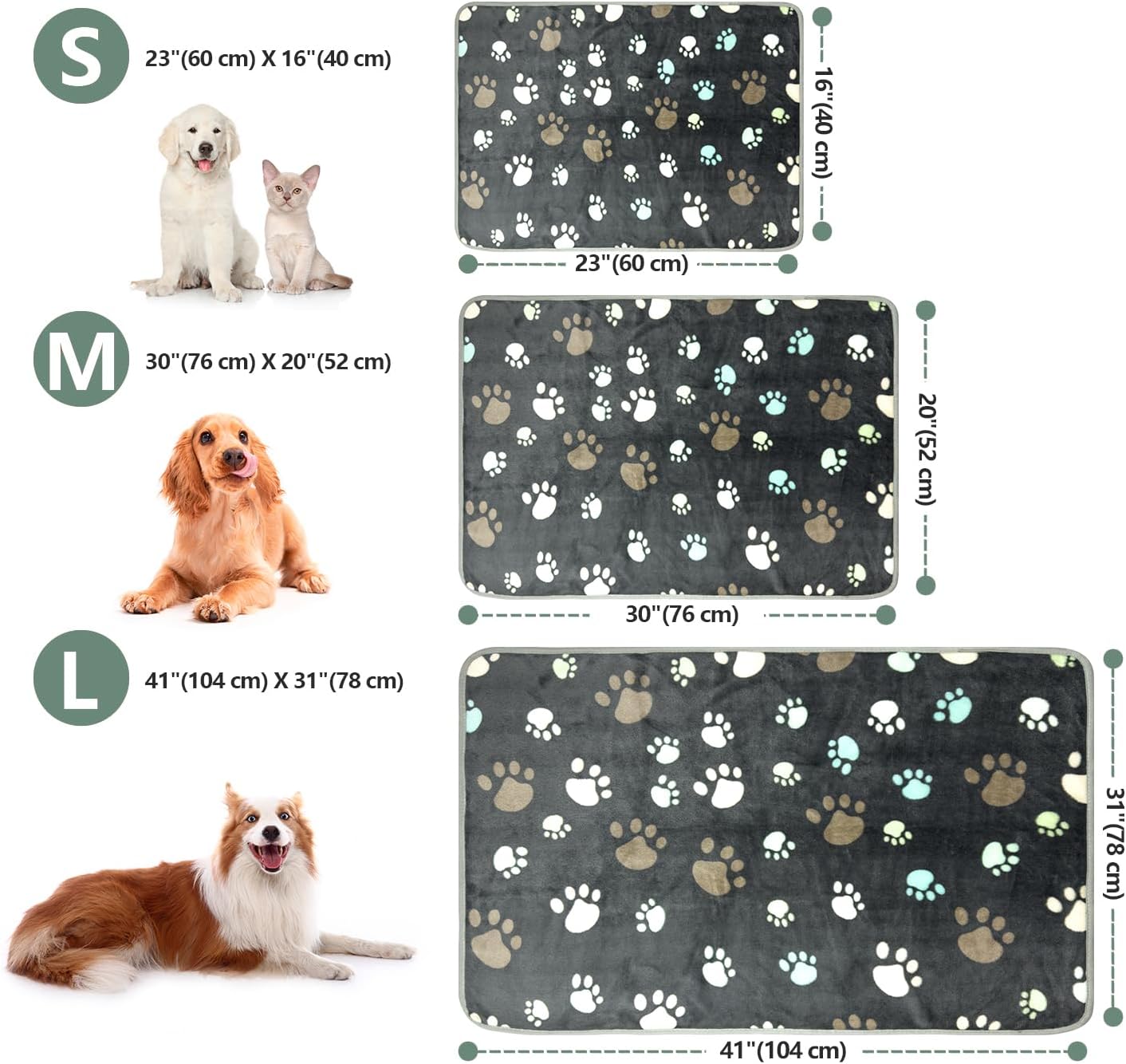 3Pack Heart Pattern Super Soft Fluffy Pet Blankets for Dogs Cats B5879