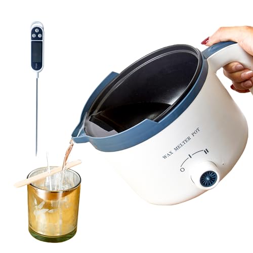 Ksedcon Wax Melter for Candle Making with Thermometer, Electric Candle Wax Melting Pot with Spout, Double Boiler Candle Making Crock Pot with Measurements