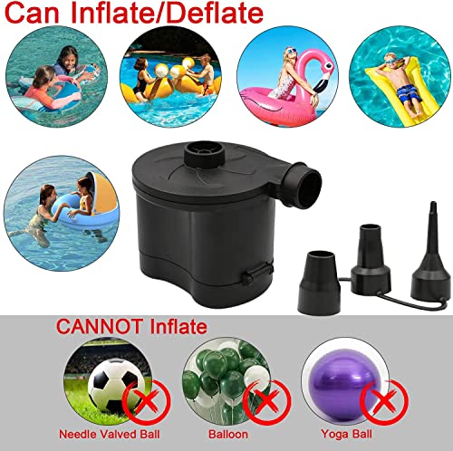 Battery Powered Electric Air Pump, Portable Inflator Deflator for Camping, Air Mattress, Pool Floats, 3 Nozzles E457818