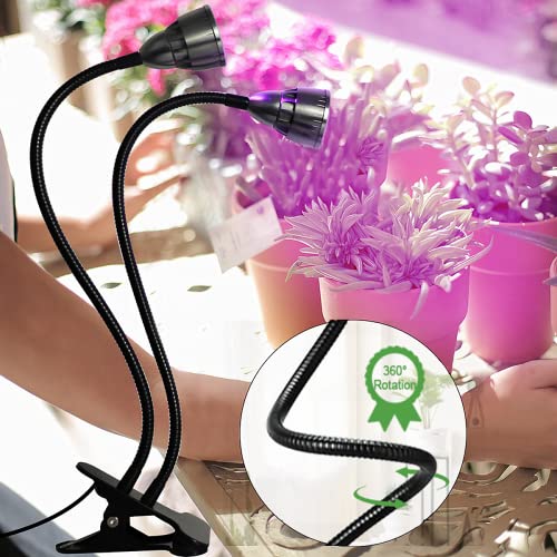 Grow Light for Indoor Plants, Gooseneck Clip-on Lamp with Timer C16392