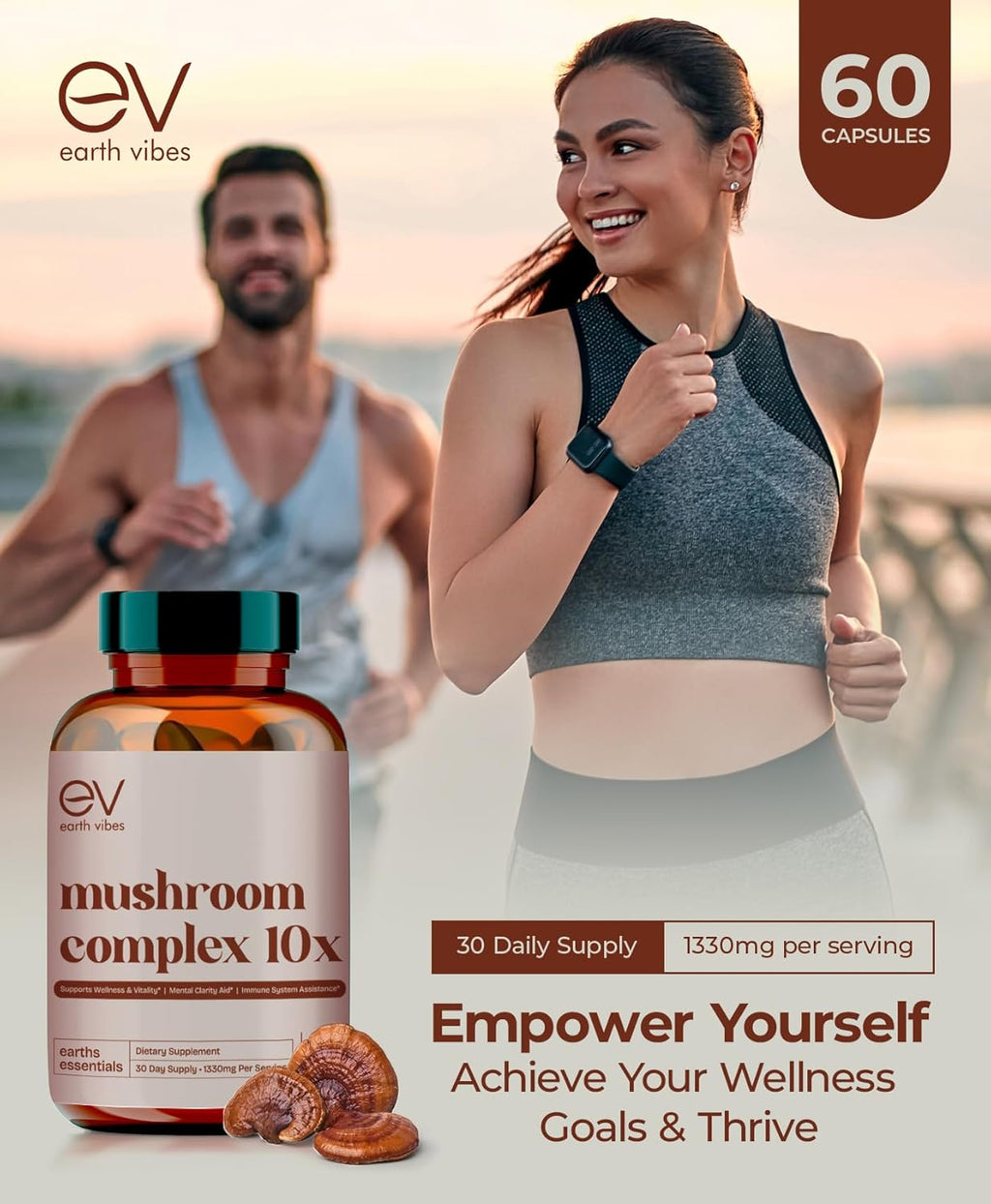 Mushroom Complex 60 Vegan Capsules for Immune & Cognitive Support T499555