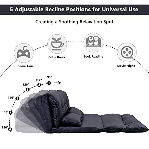 Futon Floor Sofa Folding Chaise Lounge with Adjustable Back and Steel Frame X851555