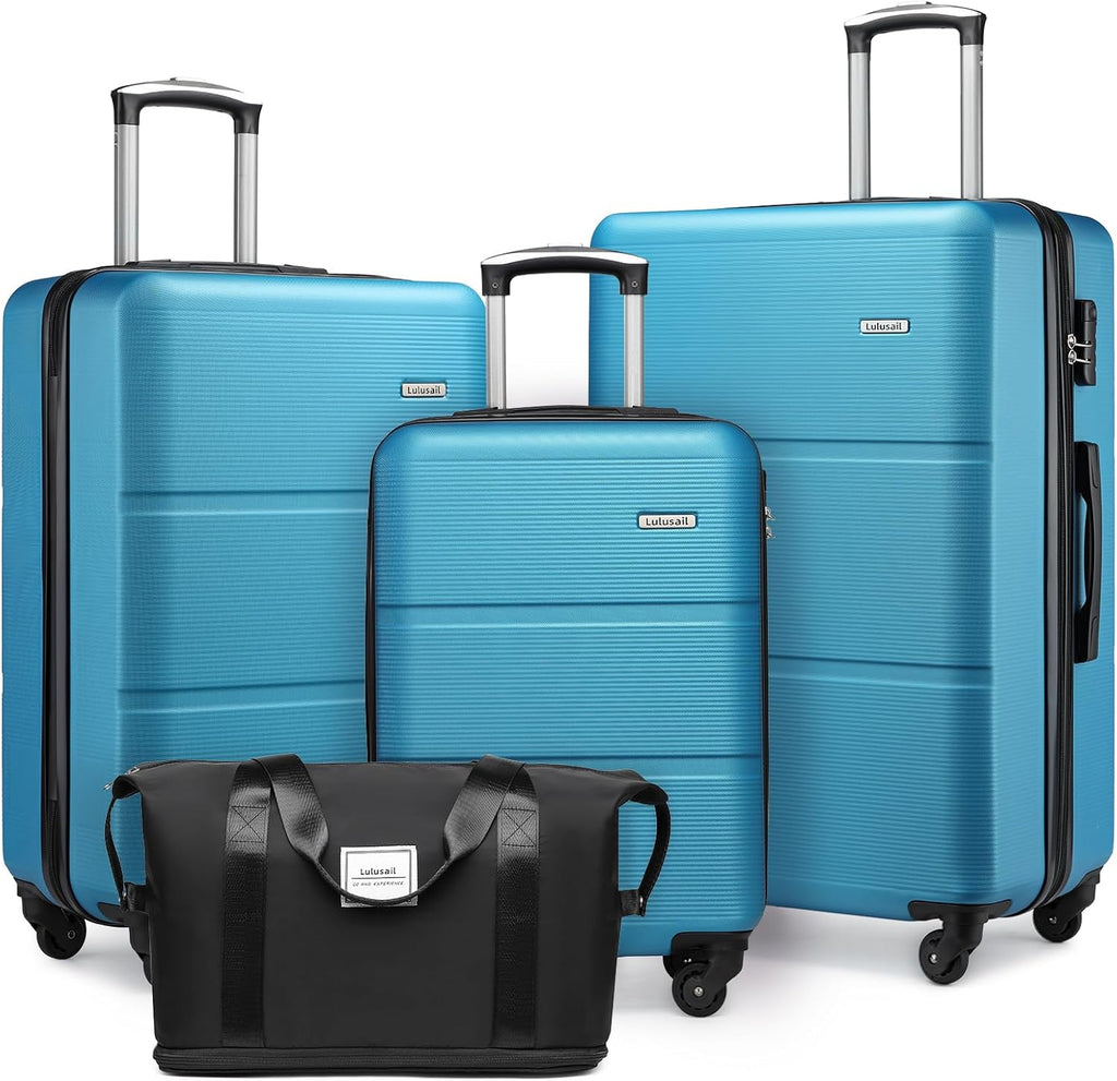 Luggage Sets 3 Piece, Expandable(Only 28inch) ABS Durable Suitcase with Travel Bag, Clearance Carry On Luggage Suitcase Set with 360° Spinner Wheels for Women Men, Blue