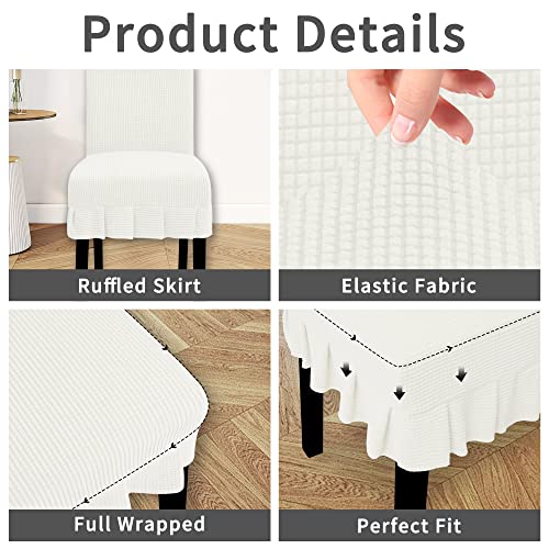 Stretch Parsons Dining Chair Slipcover with Skirt, 2 Pack, White S5803