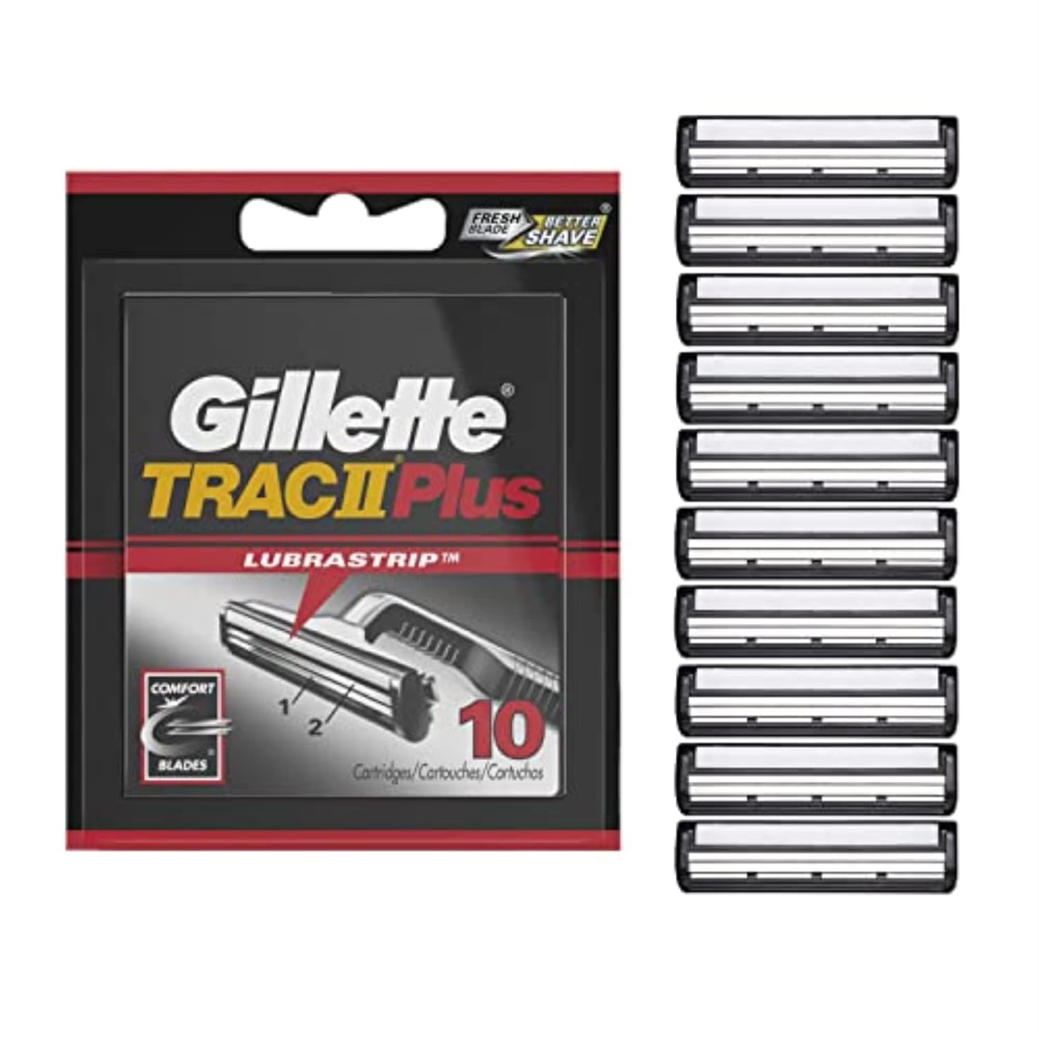 Gillette TRAC II Plus Mens Razor Blade Refills, 10 Count (Pack of 1), Delivers a Clean, Close Shave