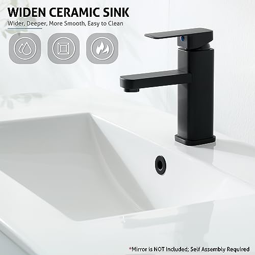 36" Bathroom Vanity with Sink Combo Set, Cabinet with Laundry Hamper, 2 Doors, 1 Drawer, Soft Closing, White S415