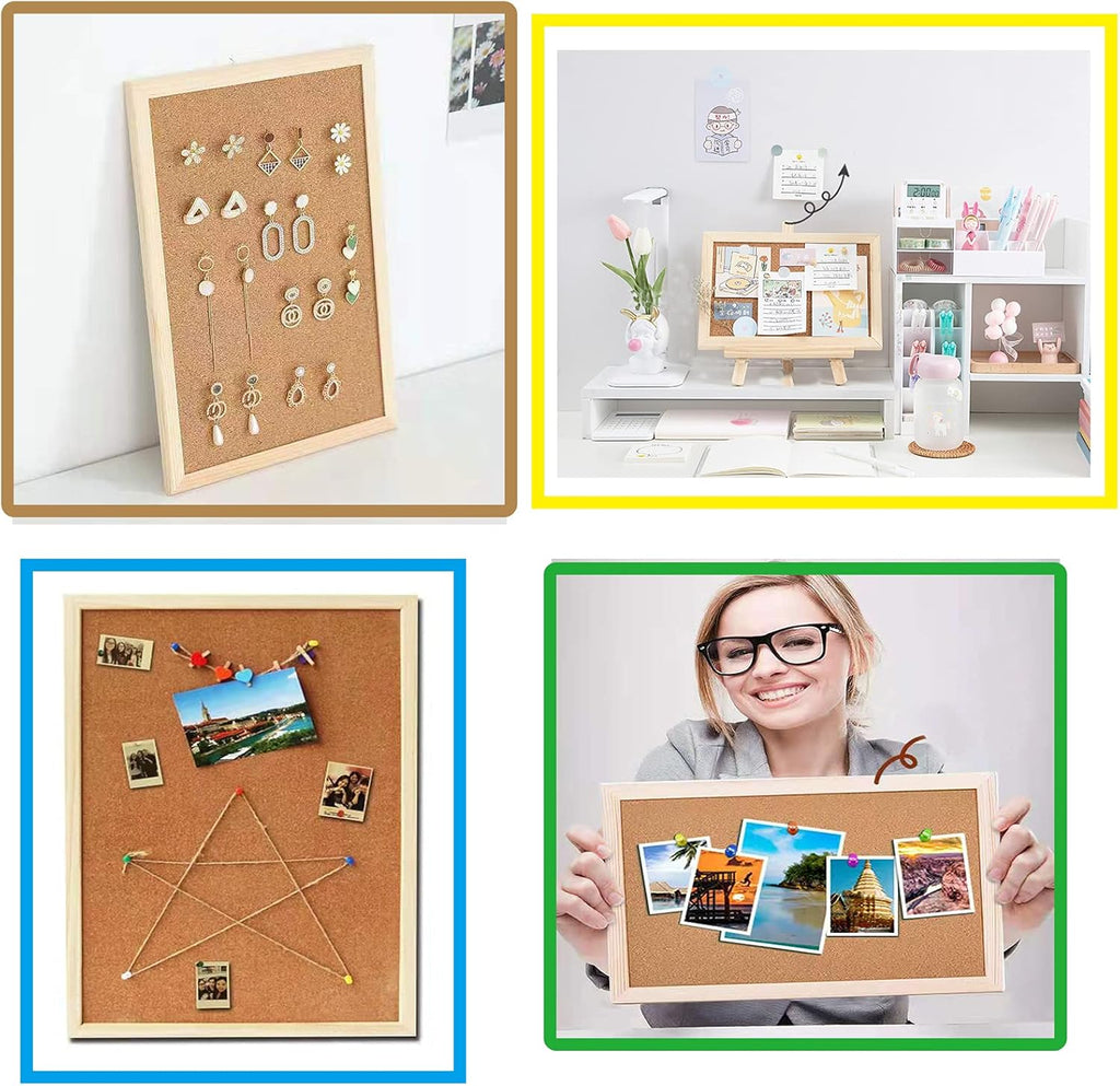Cork Bulletin Board 16x11 Inch with Wooden Frame, 2 Pack M654