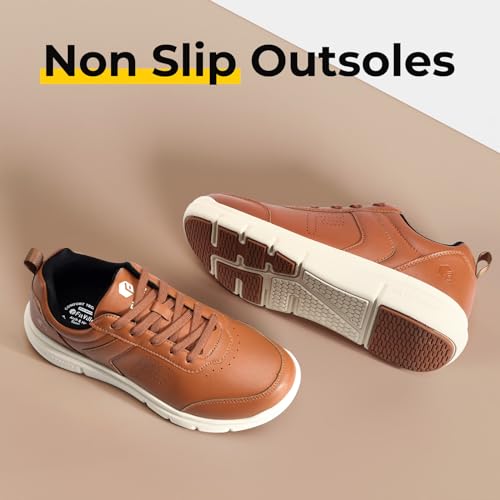 Men's Wide Dress Sneakers Comfortable Leather Walking Shoes P566287