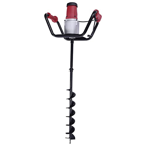 Post Hole Digger, 1500W Electric Post Hole Auger Earth Auger Digging Drill Digging Machine with 4" Digging Auger Bit and Extension Bar Set for Planting, Trenching in Garden