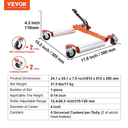 Wheel Dolly Car Skate, Heavy Duty Ratcheting Tire Skate for Car Truck RV Trailer, 1500 LBS N2265