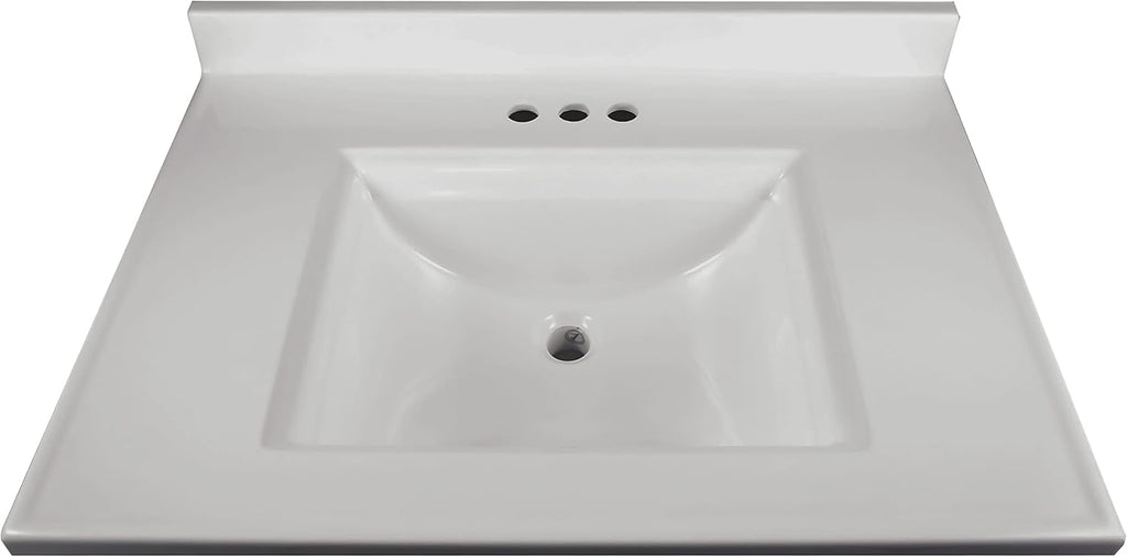 Cultured Marble 2-Door Bathroom Vanity Top, 31x22, White M40775