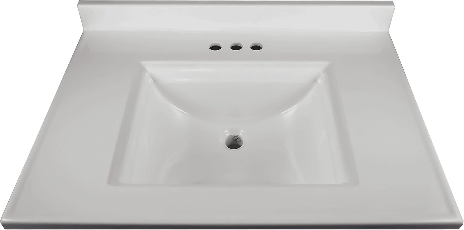 Cultured Marble 2-Door Bathroom Vanity Top, 31x22, White M40775