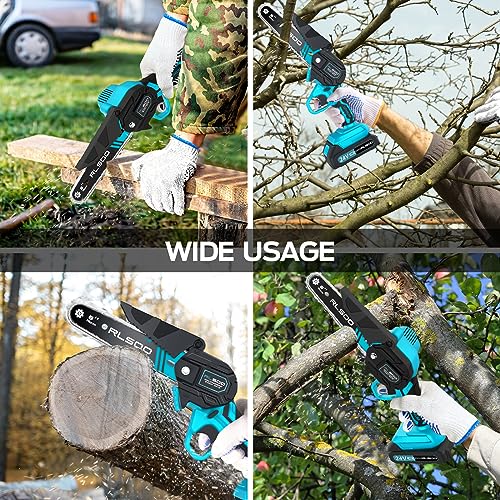 Cordless Mini Chainsaw 6 Inch with 2 Batteries and 3 Chains T395967