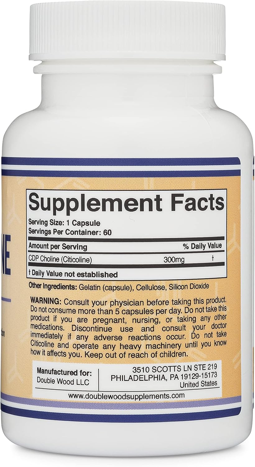 Choline Citicoline Supplement, 300mg, 60 Capsules H679