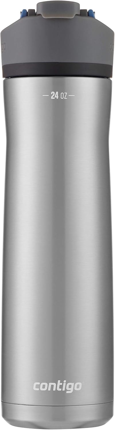 Contigo Cortland Chill 2.0, 24oz., Stainless Steel Water Bottle with AUTOSEAL Lid, Steel/Blue Corn