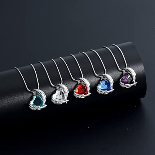 Crystal Cremation Urn Necklace for Ashes, Stainless Steel Memorial Pendant with Filling Kit K839