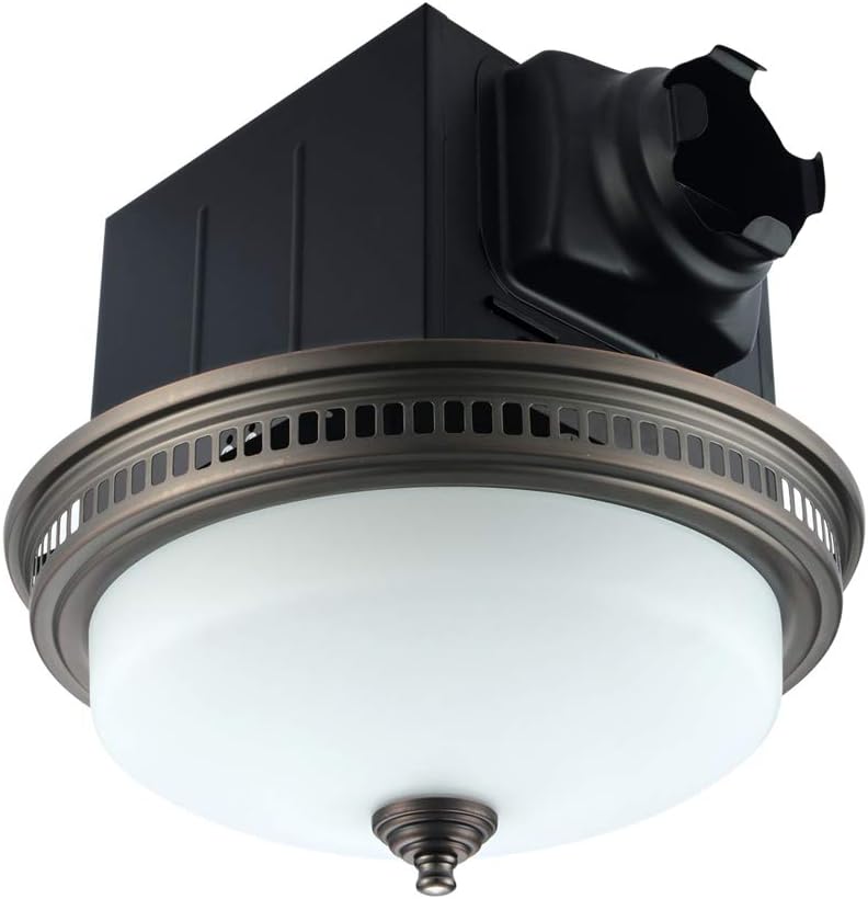 Akicon Ultra Quiet 110 CFM Round Exhaust Bathroom Fan with Light and Nightlight Bronze (3x9W GU24 Base LED Bulbs and 1pcs E12 Nightlight Included) 3 Years Warranty