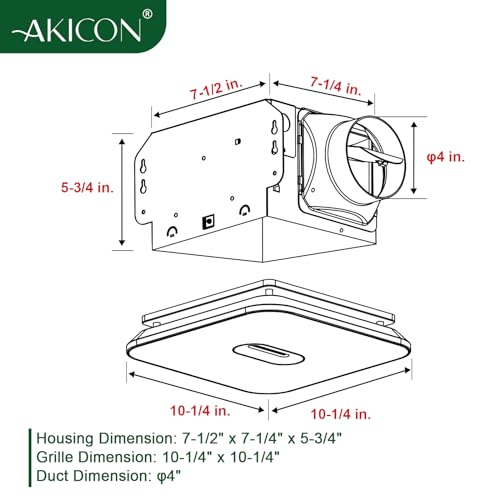 Bathroom Exhaust Fan with Light, 90 CFM, Dimmable LED, Black W249375