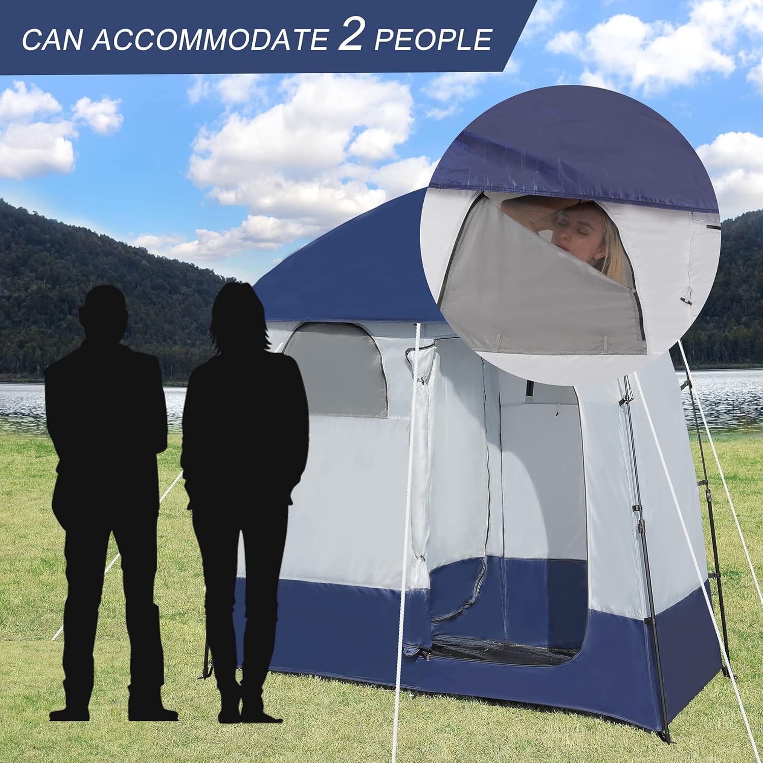 Oversize Portable Camping Shower Tent with Floor and Changing Room J8060