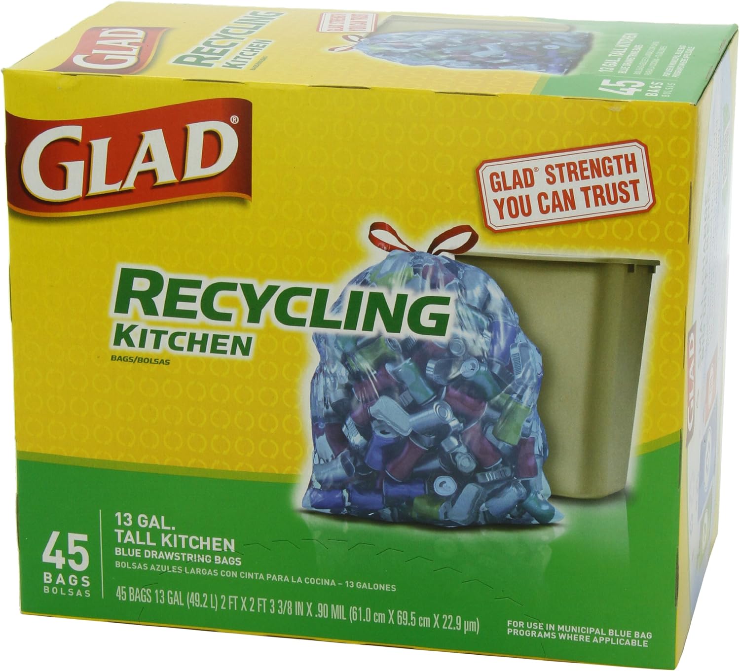 Tall Kitchen Drawstring Trash Bags, 13 Gallon, 45 Count L5083