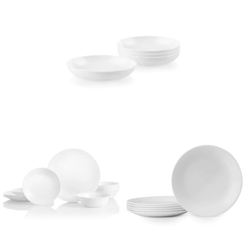 Corelle 4-Pc Versa Bowls for Pasta, Salad and More, Service for 4, Durable and Eco-Friendly 30-Oz , Compact Stack Bowl Set, Microwave and Dishwasher Safe, White