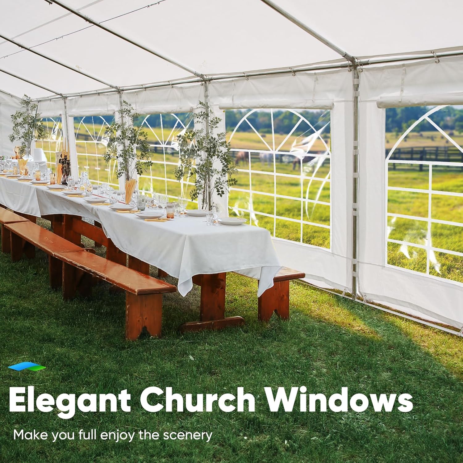 20x40 Party Tent Heavy Duty Outdoor Galvanized Wedding Canopy with Storage Bags V671125