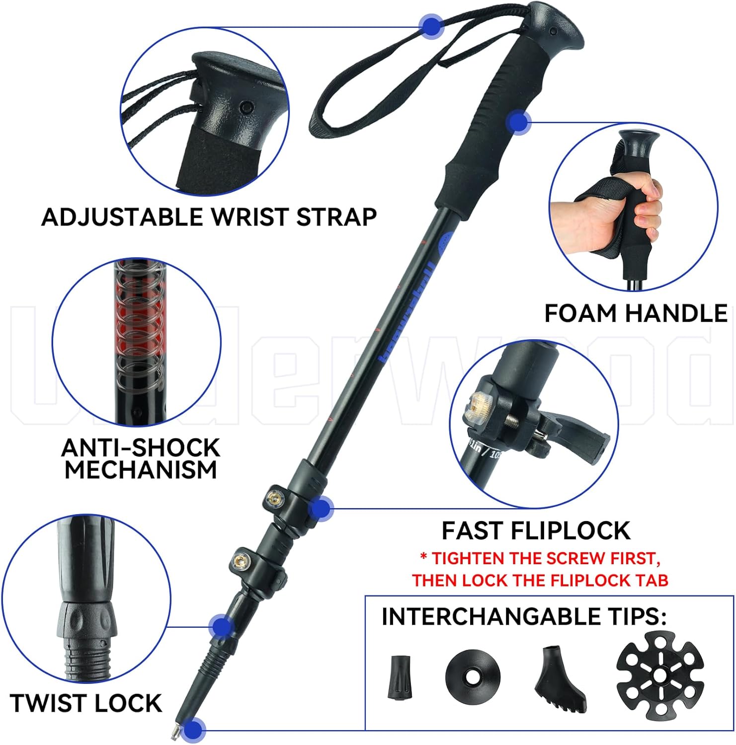 Collapsible Trekking Poles for Hiking, 4 Pack, Adjustable Aluminum, Lightweight Q34361