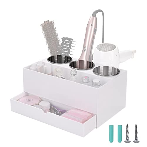 BYOOTIQUE 6-Hole Tabletop Blow Dryer & Hair Iron Holder Salon Appliance Stand with 3 Outlets Hair Tool Organizer Hot Tools Organizer for Stylist Straightener Bathroom Supplies (2 Pack)