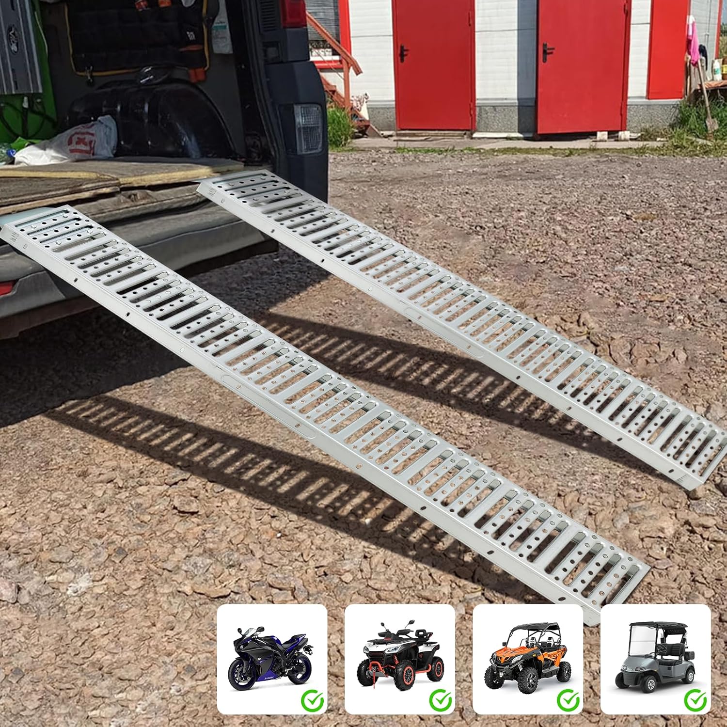 72" ATV Ramps, Anti-Slip Metal Ramp Set of Two, 1500 lbs Capacity E20220