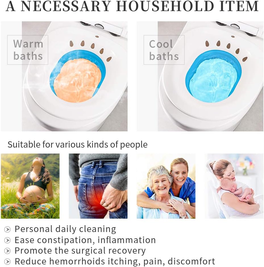 Sitz Bath for Toilet Postpartum Care, Foldable Perineal Soaking Basin U901