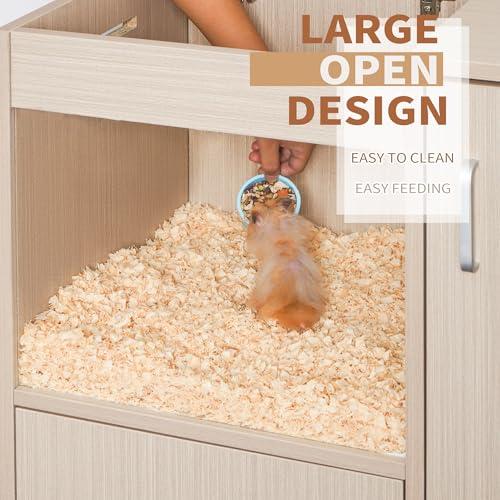 Wooden Hamster Cage with Storage Cabinet, Openable Top, Acrylic Windows F965917