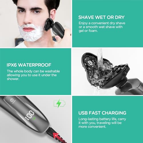 Electric Razor for Men Cordless Shaver with Nose and Ear Hair Trimmer T882731