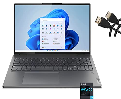 Lenovo Yoga 7i 16 inch 2.5K Touchscreen (2560 x 1600) 2-in-1 convertible Laptop computer, Intel Evo Platform, Core i5-1240P, 8GB Memory, 512GB SSD, Backlit Keyboard, Storm Grey
