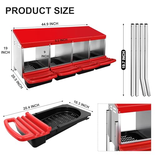 4 Compartment Chicken Nesting Box with Egg Collection Perch B595