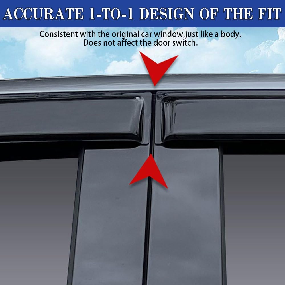 Tape-on Side Window Deflectors for 2015-2022 Subaru Outback, 4 Rain Guards with 2 Coasters B802