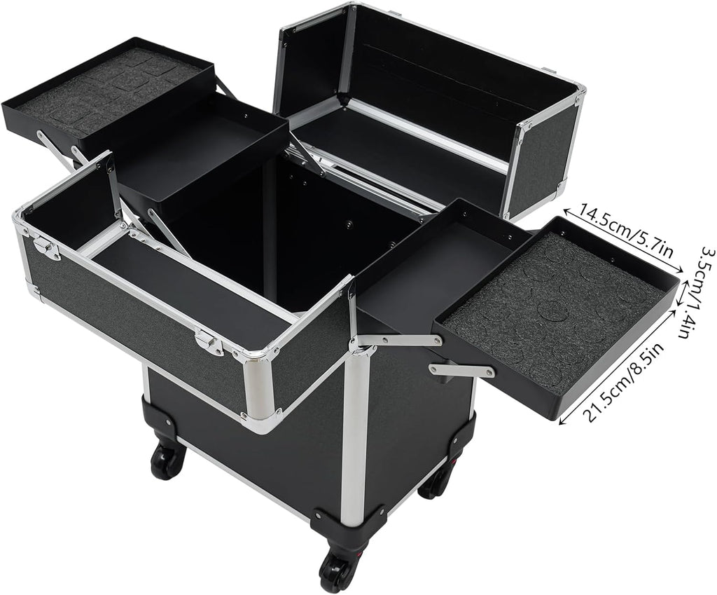 Rolling Makeup Case with 4 Trays and Locks G677493