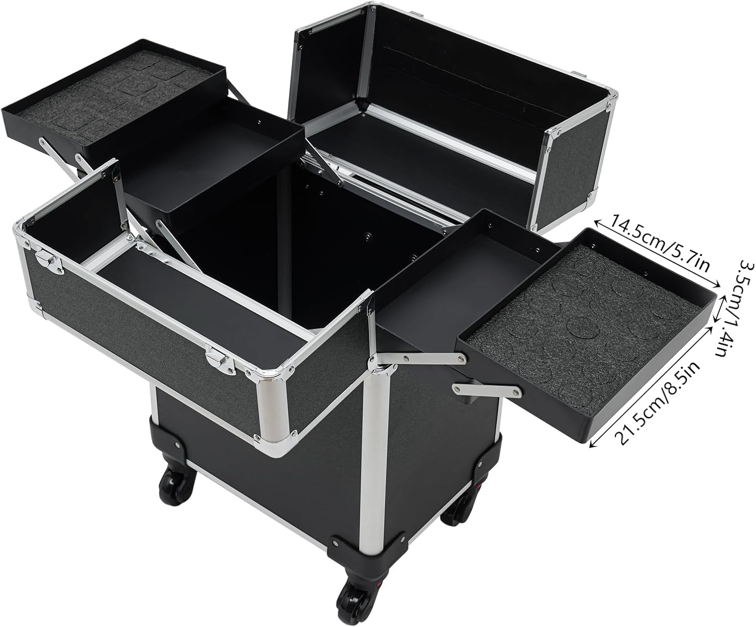 Rolling Makeup Case with 4 Trays and Locks G677493