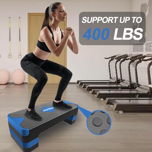 Aerobic Exercise Step Platform with Adjustable Height Risers E922565
