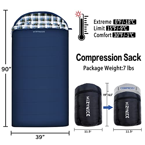 0 Degree Sleeping Bag Cotton Flannel XXL for Adults Cold Weather Camping P2476