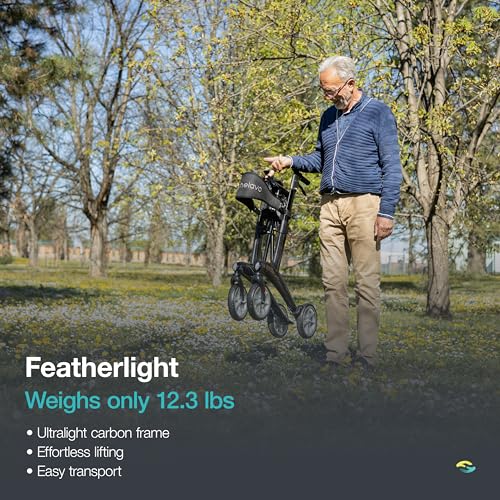 Ultralight Carbon Fiber 4-Wheel Rollator Walker for Seniors, Foldable and Height Adjustable X8080